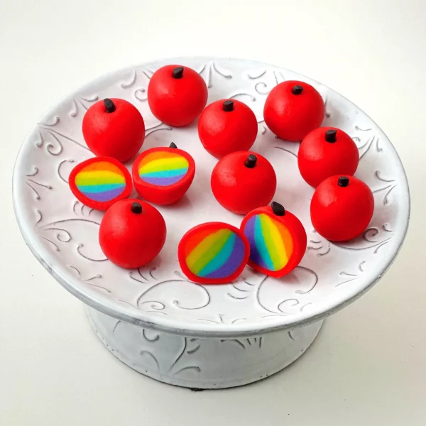 Rosh Hashanah Marzipan Rainbow Apple Truffles